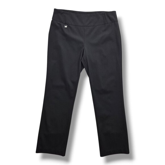Slim Sation Straight Leg Trouser Womens 16 Black Pull On - Picture 1 of 8